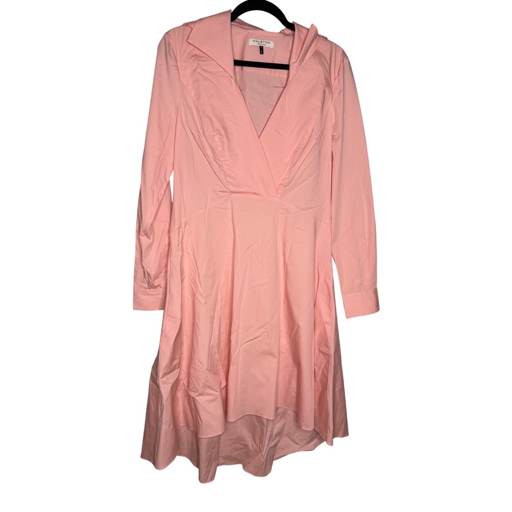 Halston Heritage baby pink collared fit‎ and flare casual retro dress
